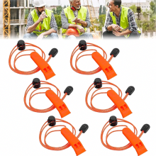 6 Pack Emergency Whistles with Lanyards, Loud Safety Signal Whistles for Camping, Hiking, Boating and Fishing