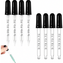 10 Pack Glass Pipettes with Markings, Rubber Bulb Droppers for 100ml Bottles, Medicine, Essential Oils and Lab Use