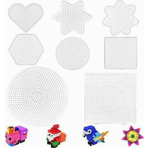 8 Pack Square Fuse Bead Pegboards, Transparent Ironing Bead Boards for Children's Craft Projects