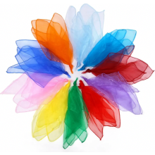 30 Colourful Juggling Scarves, Chiffon Dance Scarves, 10 Colours, 60 x 60 cm, for Children