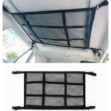Car Roof Cargo Net, Double-Layer Blanket Storage Organiser for SUVs and Vans, Four Handle Mounts, 90 x 65 cm
