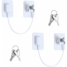 Pack of 2 Refrigerator Locks, No-Drill Child Safety Latches with 4 Keys for Fridges, Cabinets and Doors