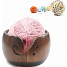 Handcrafted Wooden Yarn Bowl with Smooth Edges, Large Round Yarn Holder for Knitting and Crochet
