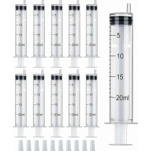 20 Pack 20 ml Plastic Syringes with Caps for Oil, Brake Fluid and Small Pet Feeding, Reusable