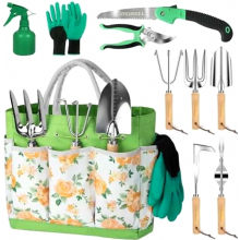 10-Piece Heavy Duty Stainless Steel Garden Tool Set with Non-Slip Wooden Handles, Gardening Gifts for Men and Women