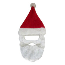 Velour Santa Hat With Plush Beard Christmas Atmosphere Decoration, Mask