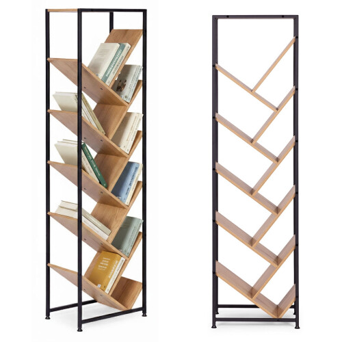 Baumförmiges Bücherregal, 10 Regalböden, helles Eichen-MDF 1