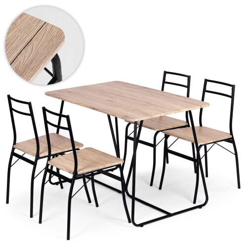 Essgruppe mit 4 Stühlen, MDF & Stahl 1