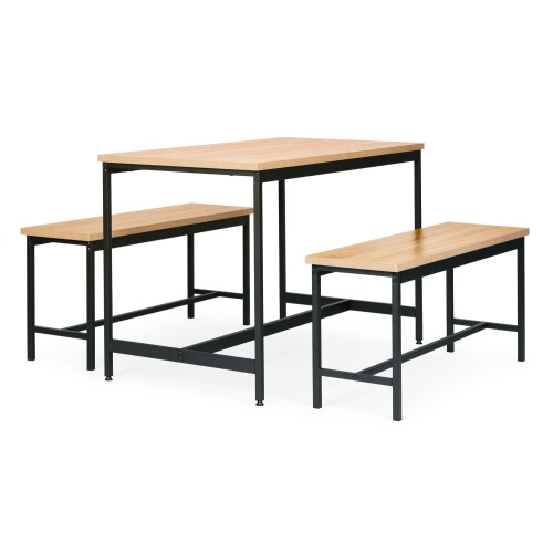 Loft-Esszimmermöbel-Set - Tisch und 2 Bänke für Küche oder Esszimmer ModernHome 2