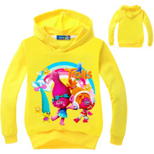 (YELLOW,120cm/47.24in)Trolls Print Kids Girl Boys Hoodie Fall Spring Cotton Pullovers Coat Jacket Gift