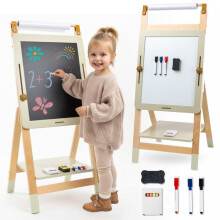 Educatief houten ezel - MAMABRUM - Ezel - 3 in 1 (zwart/wit/papier) - Hoogte 71–87 cm - Opvouwbaar, met accessoires