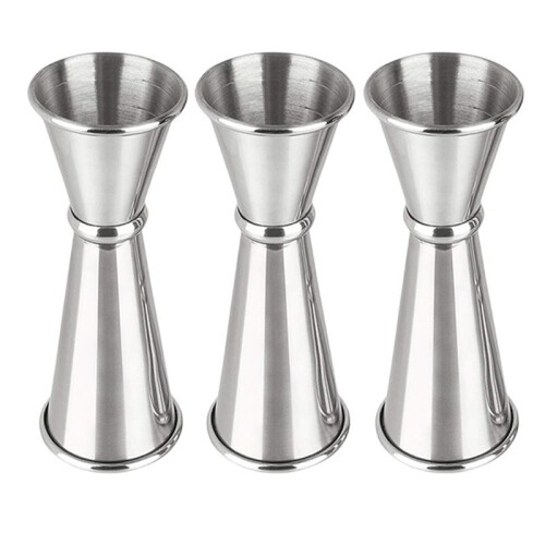 3Pcs Jigger for Bartending, Cocktail Jigger 2 Oz 1 Oz , Bar Accessories, Cocktail Measuring Cup, Silver
