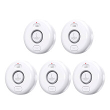 5 Pack Water Leak Alarm Detector with Adjustable 0-120dB Volume & IP66 Waterproof Design