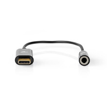 USB-C-Adapter | USB 3.2 Gen 1 | USB-C-Stecker | 3,5 mm-Buchse | 0,15 m | Rund | Vernickelt | PVC | Schwarz | Gehäuse