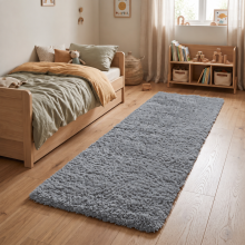 (Grey 80x300cm Runner Rug) Shaggy Rug Long Fluffy Non Slip Faux Fur Kitchen Rugs Hallway Runners Winter Warm Rugs (2.6ftx 10ft)