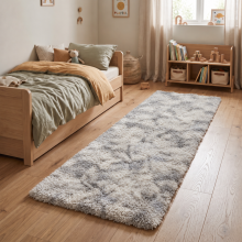 (Tie Dye Light Grey 80x300cm Runner Rug) Shaggy Rug Long Fluffy Non Slip Faux Fur Kitchen Rugs Hallway Runners Winter Warm Rugs (2.6ftx 10ft)