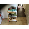 HOMCOM Mobile Serving Trolley Kitchen Cart Pine Wood Rolling Wheels White Review Image