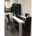 White and Black Wood Dining Table High Glossy Dining Table(117x77x75) Review Image