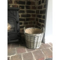Medium Antique Wash Finish Wicker Lined Log Baskets Review Image