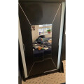 (White, Width 203cm) Modern Mirror Sliding Wardrobe with LED Light Review Image