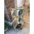 Gold Metal Mini Bar Trolley with Mirrored Table Review Image