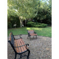 2 Seater Garden Bench Wood Slats Cast Iron Review Image