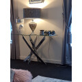 120x40CM Rectangle Tempered Glass Top Side Table with Chrome Legs Review Image