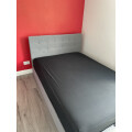 (3ft Single, Black) Reuben Fabric Ottoman Storage Bed Review Image