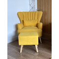 Occasion Wingback Armchair with Footstool Yellow Review Image