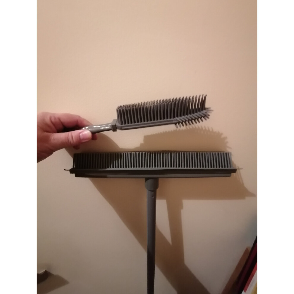 Rubber Broom And Hand Brush Set U2212 Soft Indoor, Carpet Sweeper