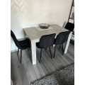 Grey Dining Table,4 Black Tufted Velvet Chairs and 1 Bench Dining Set Review Image