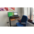 HOMCOM 2-Tier Storage Computer Workstation with Shelf, Metal Frame Walnut Review Image