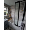 Bathroom Matt Black 1200x1400mm 5 Fold Folding Screen Door Panel Review Image